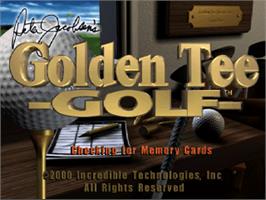 Title screen of Peter Jacobsen's Golden Tee Golf on the Sony Playstation.