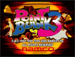 Title screen of Point Blank 3 on the Sony Playstation.