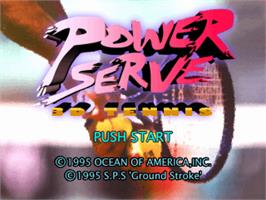 Title screen of Power Serve 3D Tennis on the Sony Playstation.