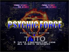 Title screen of Psychic Force on the Sony Playstation.