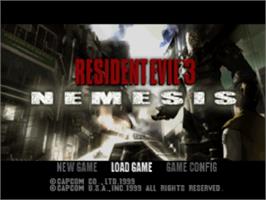 Title screen of Resident Evil 3: Nemesis on the Sony Playstation.