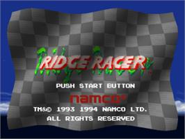 Title screen of Ridge Racer on the Sony Playstation.