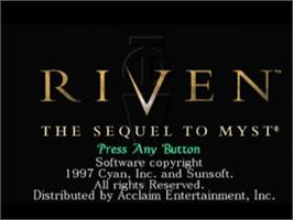 Title screen of Riven: The Sequel to Myst on the Sony Playstation.