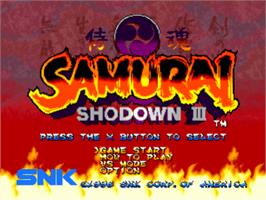 Title screen of Samurai Shodown III: Blades of Blood on the Sony Playstation.