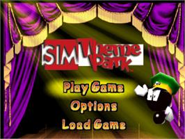 Title screen of Sim Theme Park on the Sony Playstation.