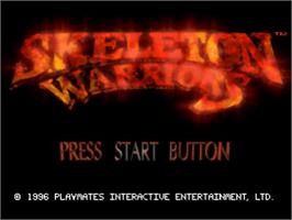 Title screen of Skeleton Warriors on the Sony Playstation.