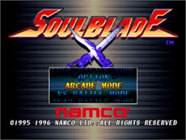 Title screen of Soul Blade on the Sony Playstation.