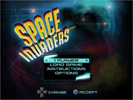 Title screen of Space Invaders on the Sony Playstation.