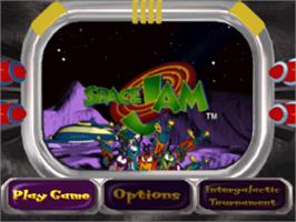 Title screen of Space Jam on the Sony Playstation.