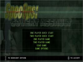Title screen of Spec Ops: Covert Assault on the Sony Playstation.