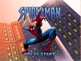 Title screen of Spider-Man on the Sony Playstation.