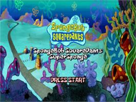 Title screen of SpongeBob SquarePants: SuperSponge on the Sony Playstation.