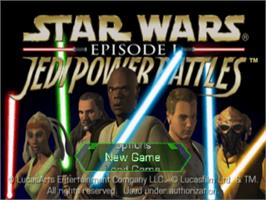 Title screen of Star Wars: Episode I - Jedi Power Battles on the Sony Playstation.