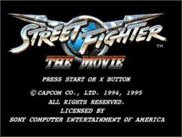 Title screen of Street Fighter: The Movie on the Sony Playstation.