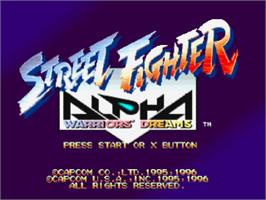 Title screen of Street Fighter Alpha: Warriors' Dreams on the Sony Playstation.