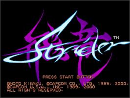 Title screen of Strider on the Sony Playstation.