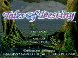 Title screen of Tales of Destiny on the Sony Playstation.