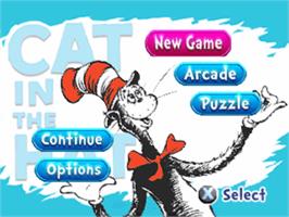 Title screen of The Cat in the Hat on the Sony Playstation.