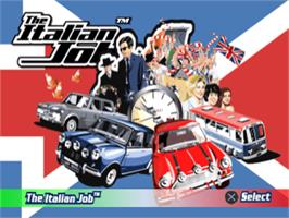 Title screen of The Italian Job on the Sony Playstation.
