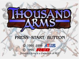 Title screen of Thousand Arms on the Sony Playstation.