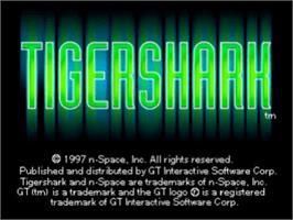 Title screen of Tigershark on the Sony Playstation.