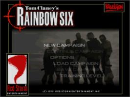 Title screen of Tom Clancy's Rainbow Six on the Sony Playstation.