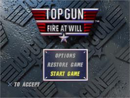 Title screen of Top Gun: Fire at Will on the Sony Playstation.