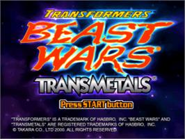 Title screen of Transformers: Beast Wars Transmetals on the Sony Playstation.