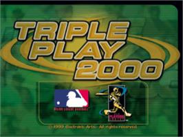 Title screen of Triple Play 2000 on the Sony Playstation.
