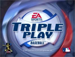 Title screen of Triple Play Baseball on the Sony Playstation.