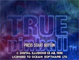 Title screen of True Pinball on the Sony Playstation.