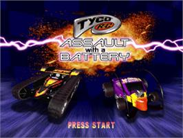 Title screen of Tyco R/C: Assault with a Battery on the Sony Playstation.