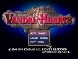 Title screen of Vandal Hearts on the Sony Playstation.