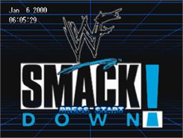 Title screen of WWF Smackdown! on the Sony Playstation.