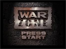 Title screen of WWF War Zone on the Sony Playstation.