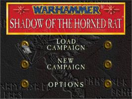 Title screen of Warhammer: Shadow of the Horned Rat on the Sony Playstation.