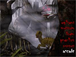 Title screen of Warpath: Jurassic Park on the Sony Playstation.