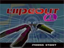 Title screen of Wipeout XL on the Sony Playstation.