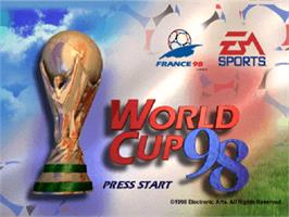 Title screen of World Cup 98 on the Sony Playstation.
