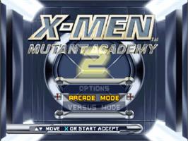 Title screen of X-Men: Mutant Academy 2 on the Sony Playstation.