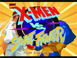 Title screen of X-Men vs. Street Fighter on the Sony Playstation.