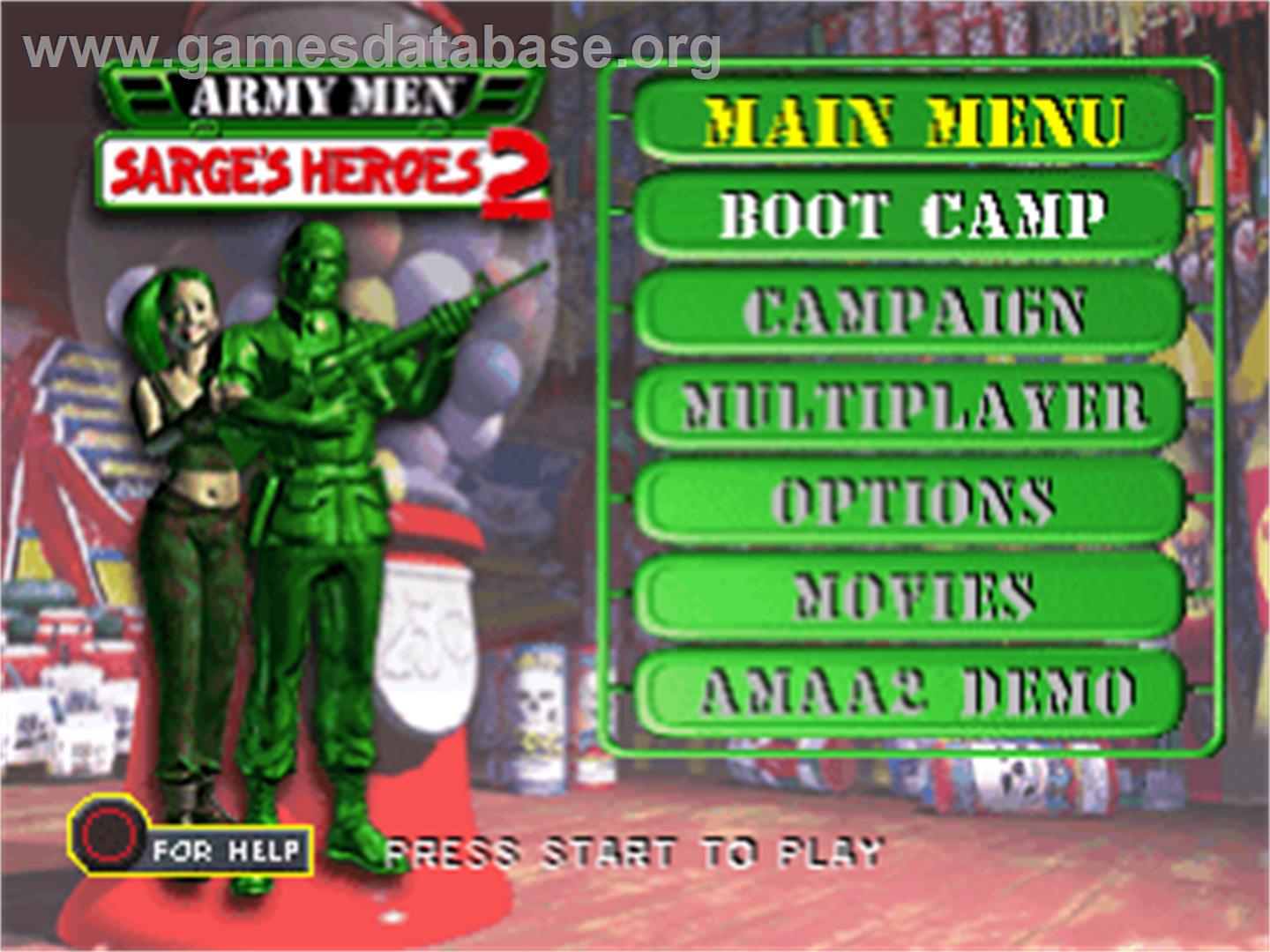 Army Men: Sarge's Heroes 2 - Sony Playstation - Artwork - Title Screen