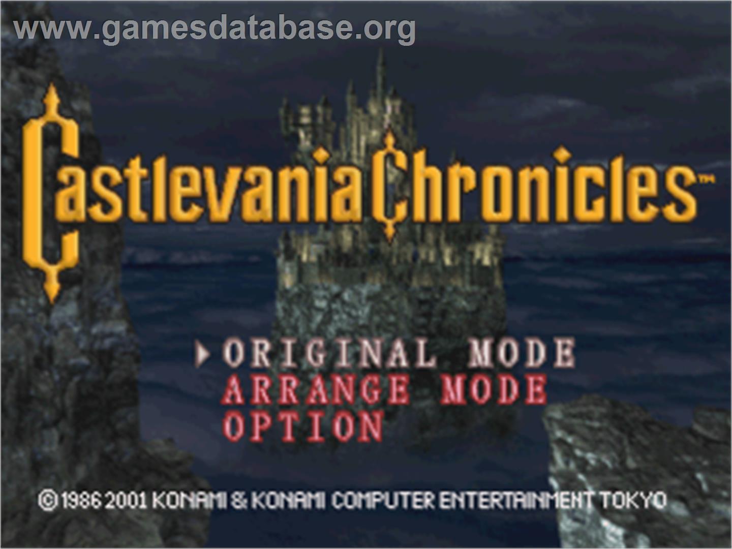 Castlevania Chronicles - Sony Playstation - Artwork - Title Screen