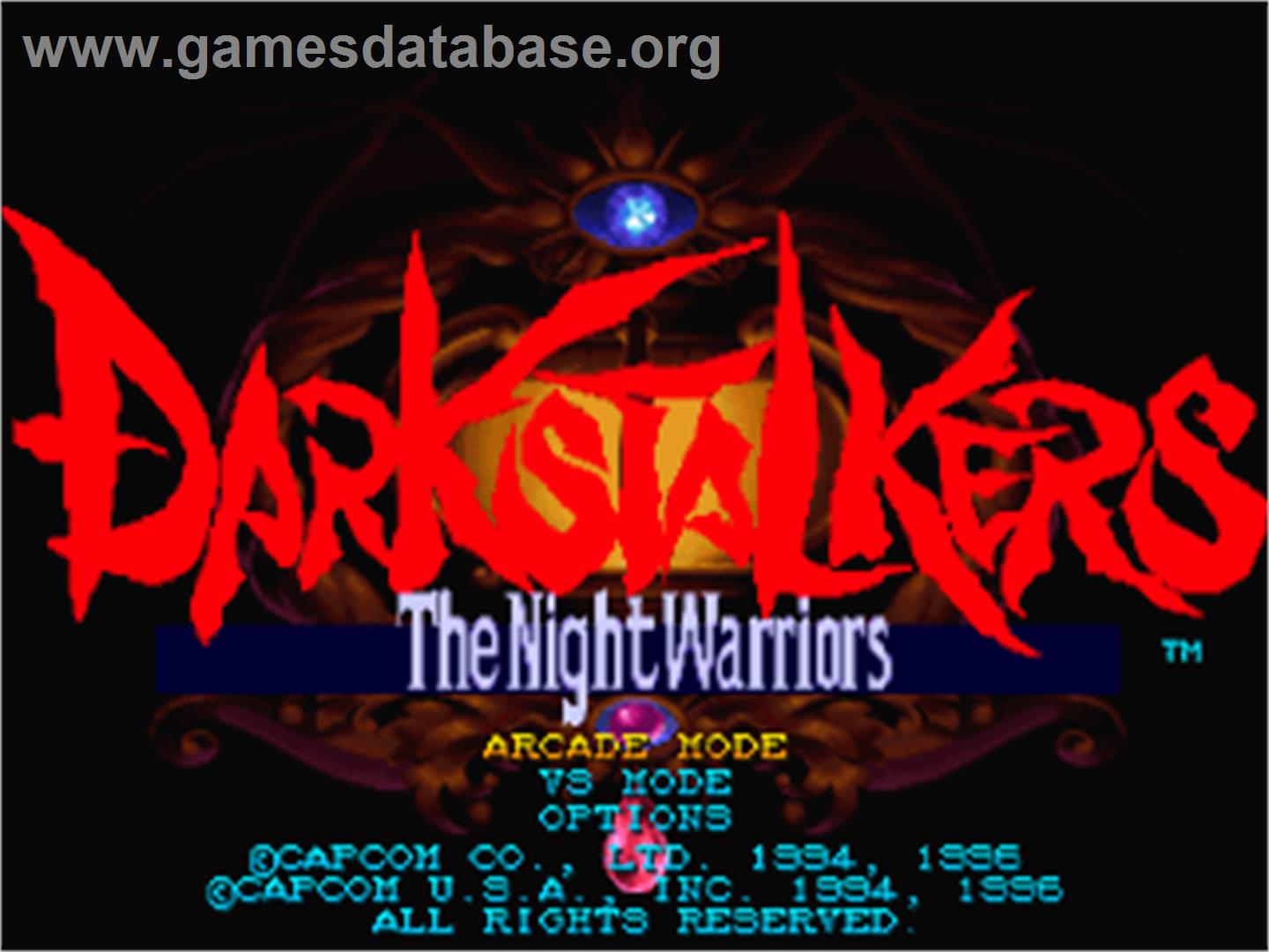 Darkstalkers: The Night Warriors - Sony Playstation - Artwork - Title Screen