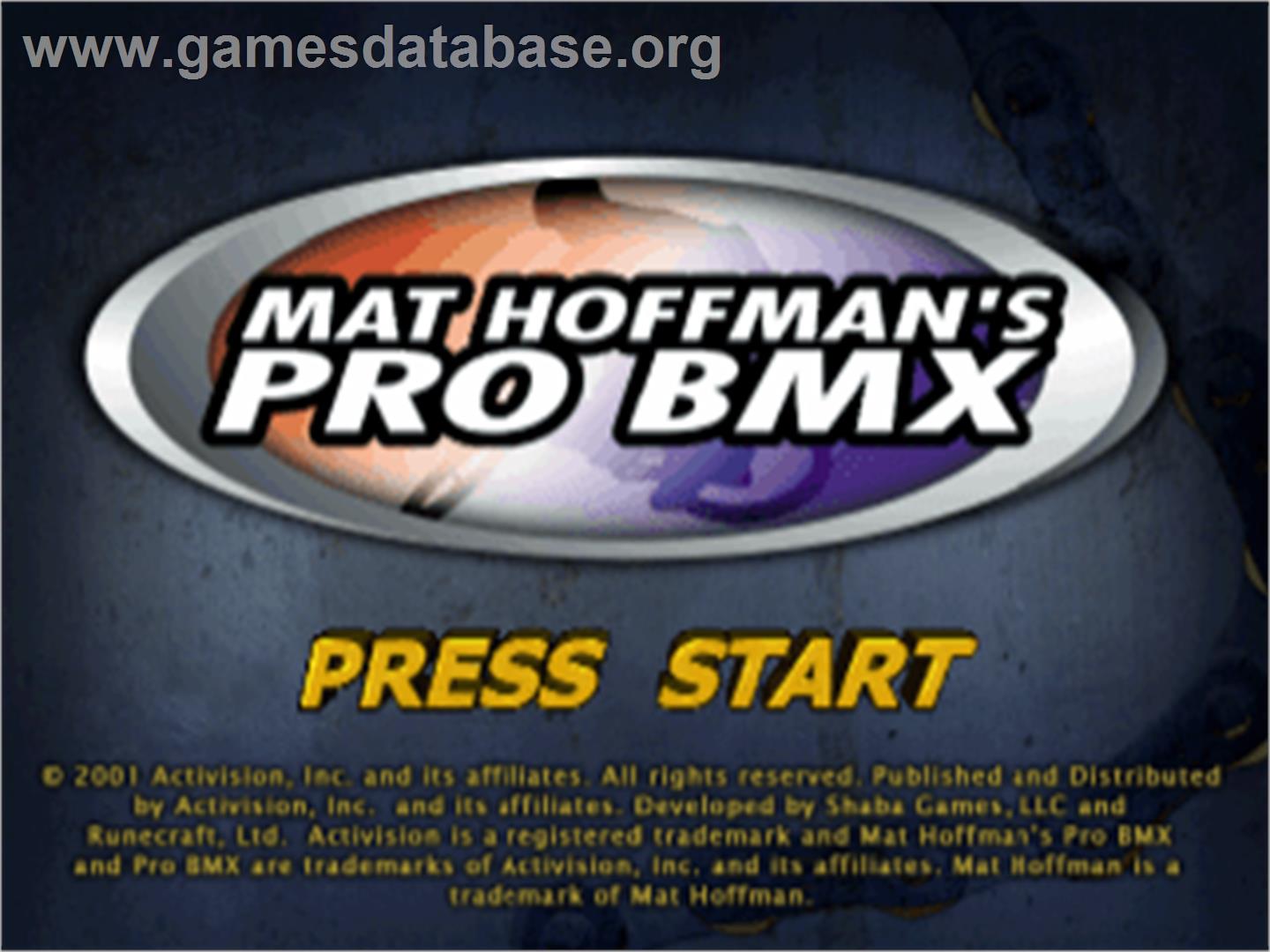 Mat Hoffman's Pro BMX - Sony Playstation - Artwork - Title Screen
