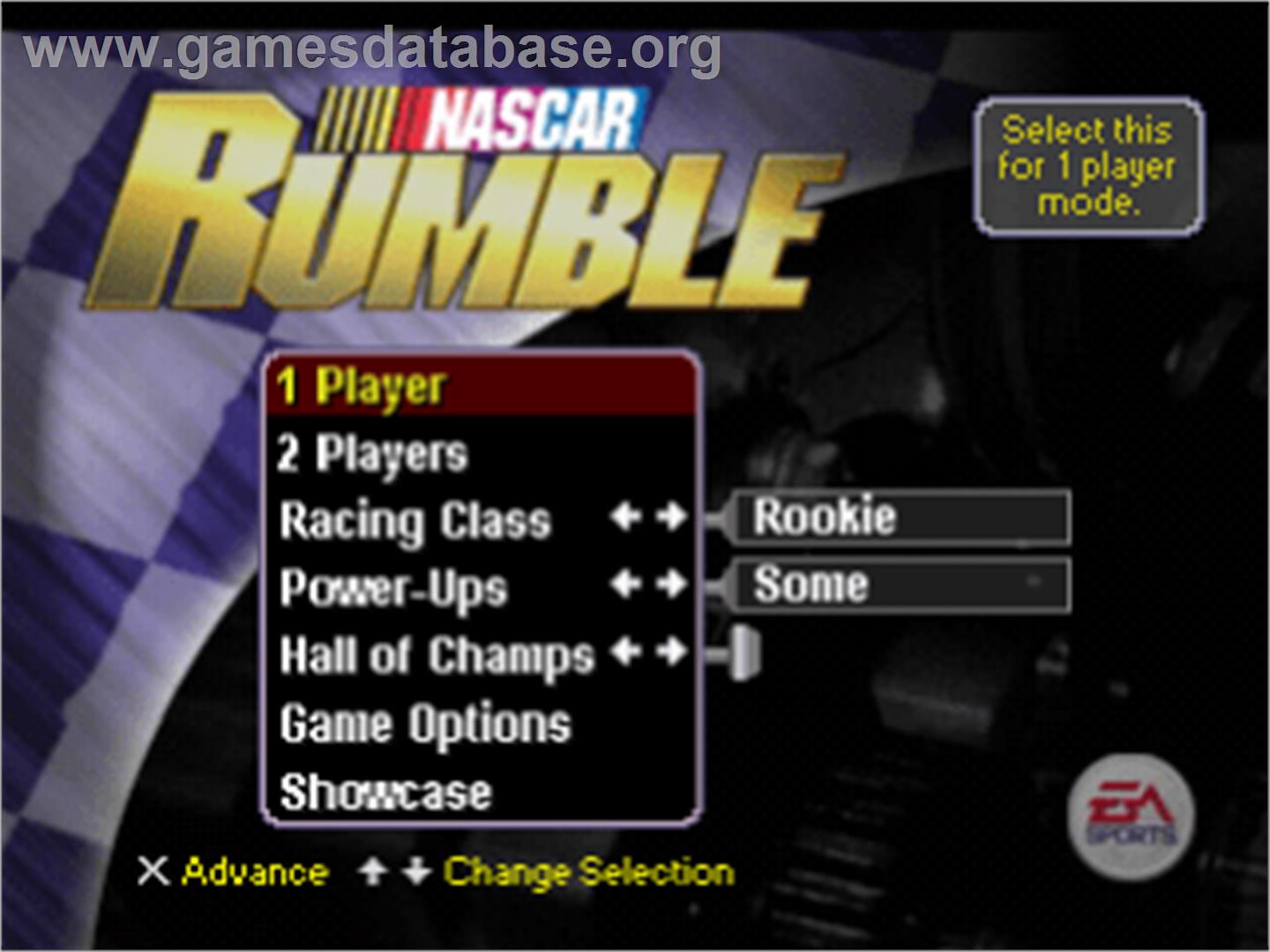 NASCAR Rumble - Sony Playstation - Artwork - Title Screen