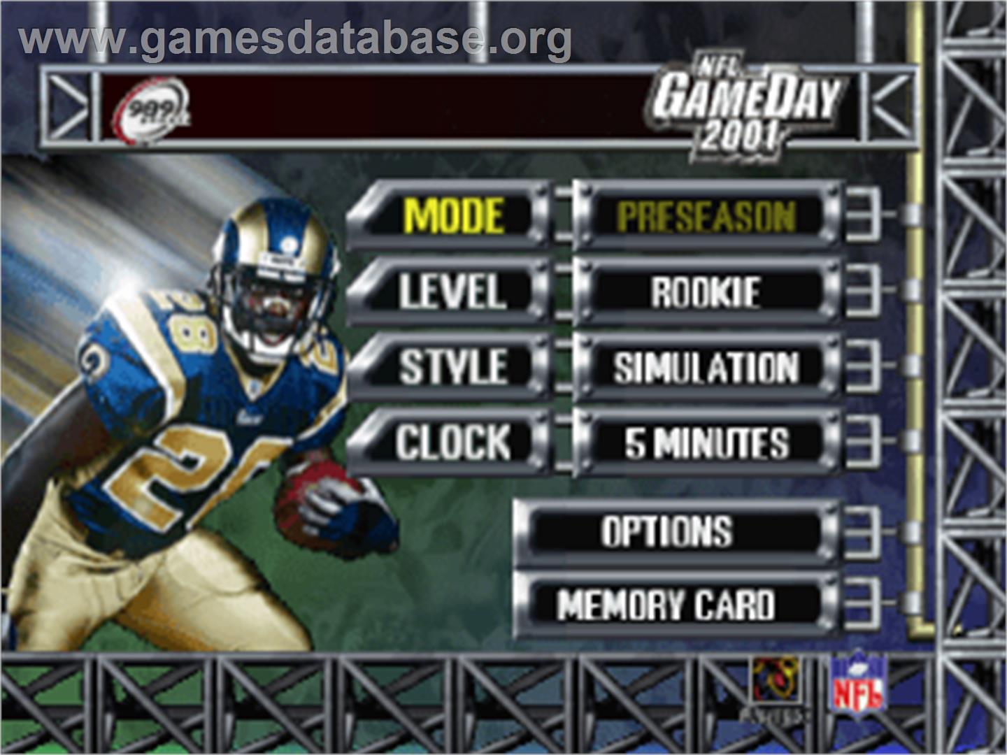 NFL GameDay 2001 - Sony Playstation - Artwork - Title Screen