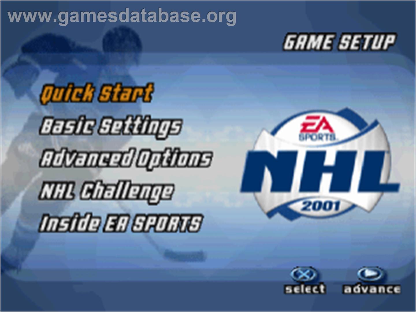 NHL 2001 - Sony Playstation - Artwork - Title Screen