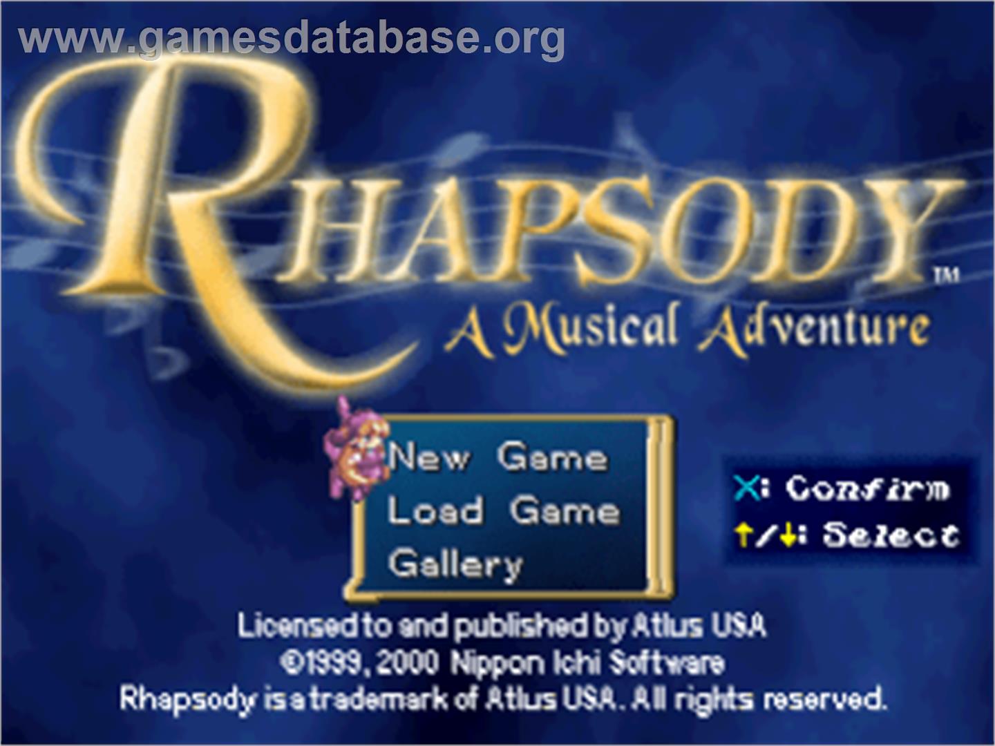 Rhapsody: A Musical Adventure - Sony Playstation - Artwork - Title Screen