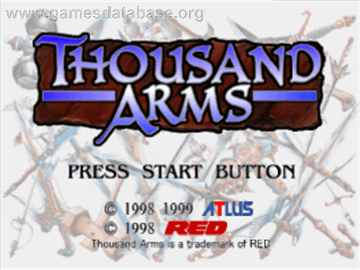 Thousand Arms - Sony Playstation - Artwork - Title Screen